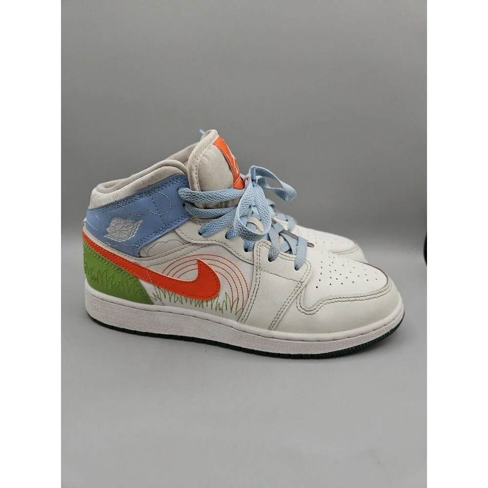 Nike Air Jordan 1 Mid SE GS 'Stitch' DX2462-100 Youth Size 6.5Y White